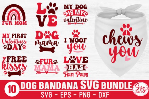 Dog Bandana Valentine's Day SVG Bundle: Graphics for Crafts