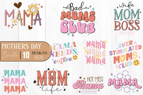 Retro Mothers Day Svg Bundle Mom Love