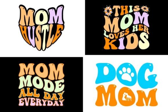 Retro Wavy Text Mother's Day SVG Bundle